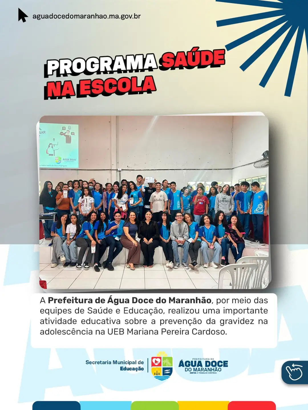 Programa Saúde na Escola promove ação educativa sobre prevenção da gravidez na adolescência em Água Doce do Maranhão