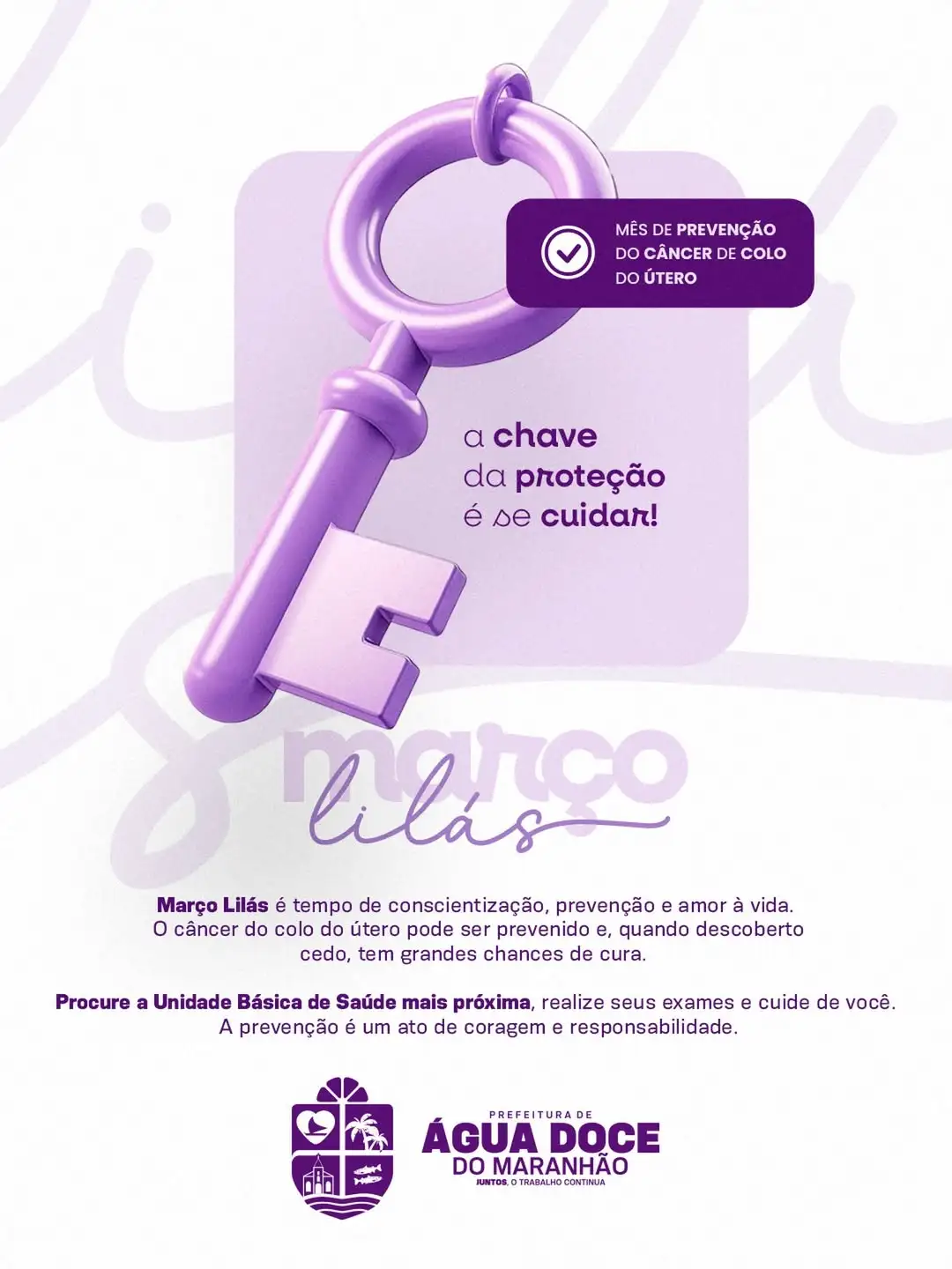 Prefeitura de Água Doce do Maranhão reforça importância da prevenção no Março Lilás