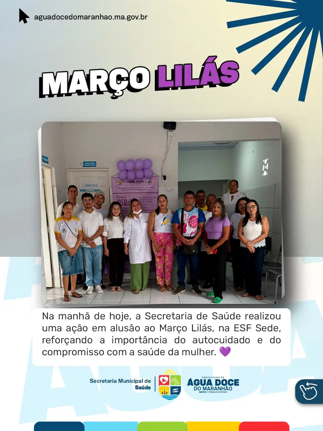 Foto 1 – 🌸 Março Lilás em ação na ESF Sede! 💜