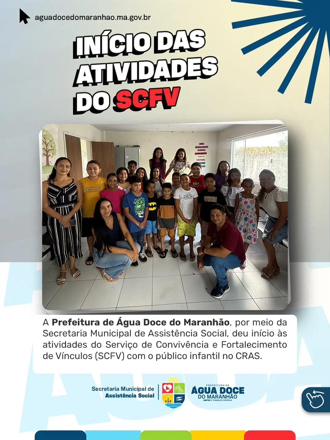 Prefeitura de Água Doce do Maranhão inicia atividades do SCFV com público infantil no CRAS